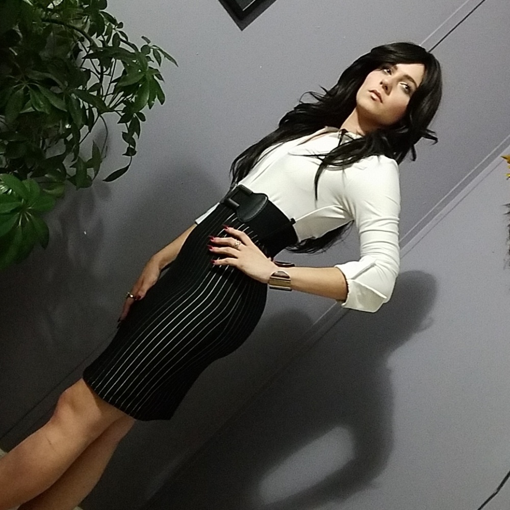 HOST PICK Pin striped Office Dress IMPORTED - Picture 1 of 8